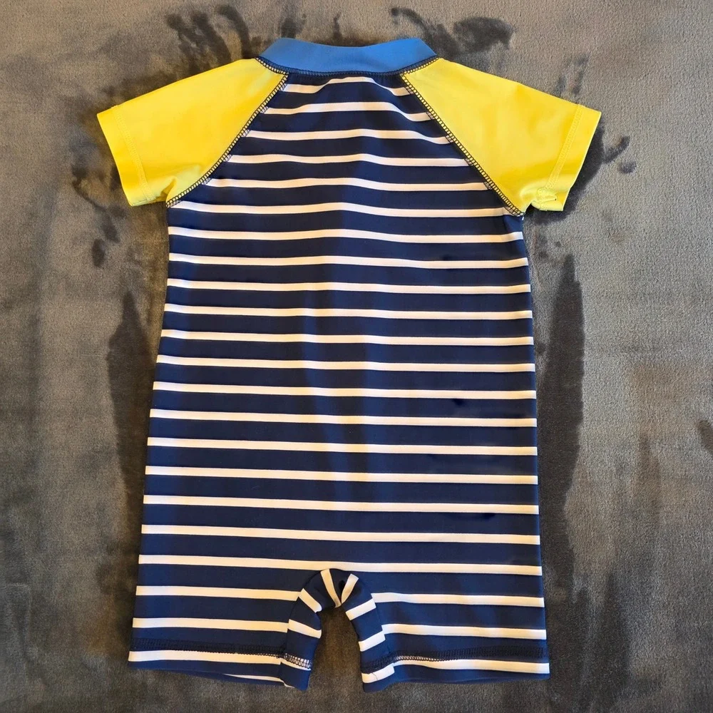 First Impressions Baby Boy Striped One Piece Swimsuit Blue Yellow 24 Months